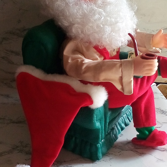 Vintage Santa’s Best Animated Collectable in Chair Smoking Pipe W/List Orig. Box - Picture 6 of 12
